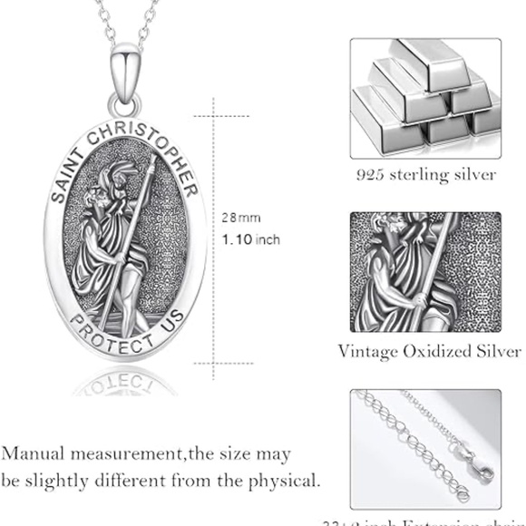 St. Christopher Sterling Silver Pendant Necklace - Picture 3 of 6